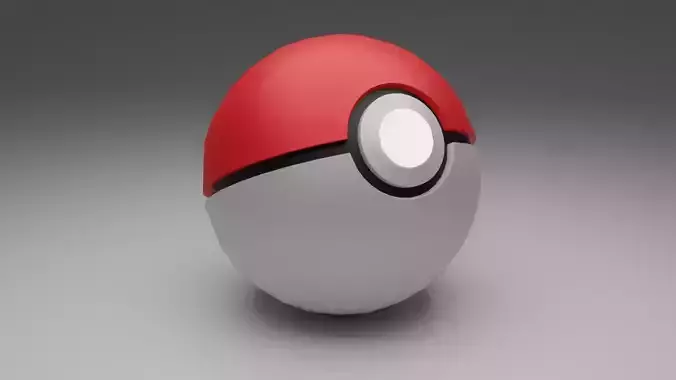 Low poly pokeball 3D model pokemon ball