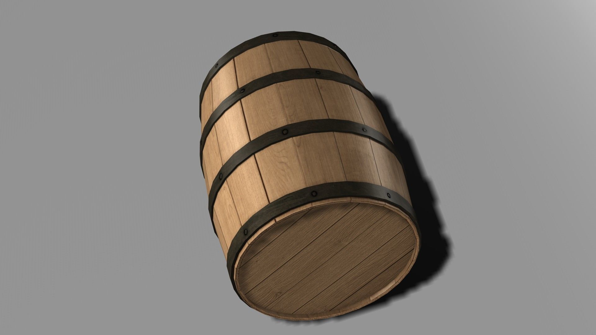 Wooden Barrel Low-poly 3D model_3