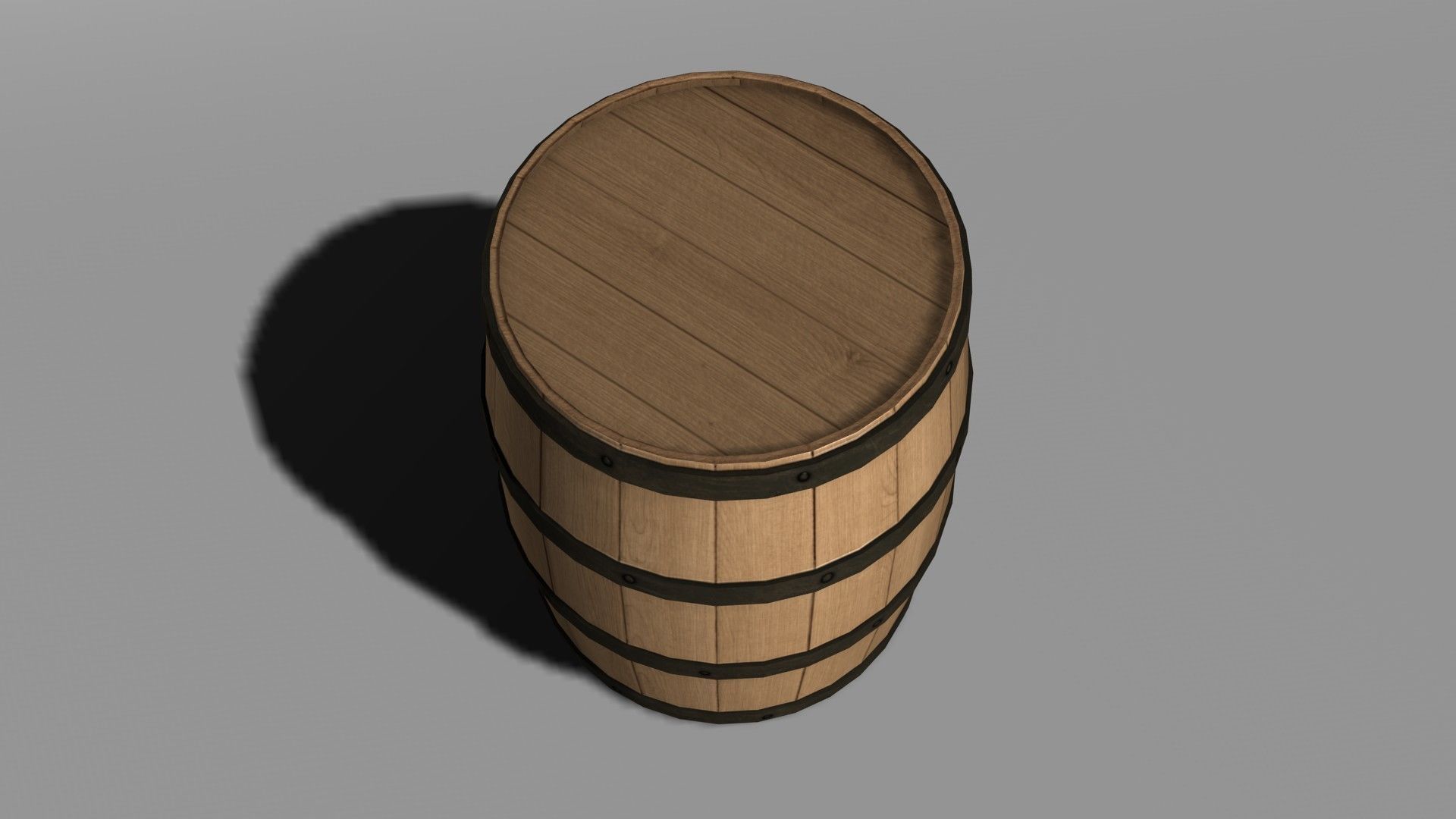 Wooden Barrel Low-poly 3D model_1