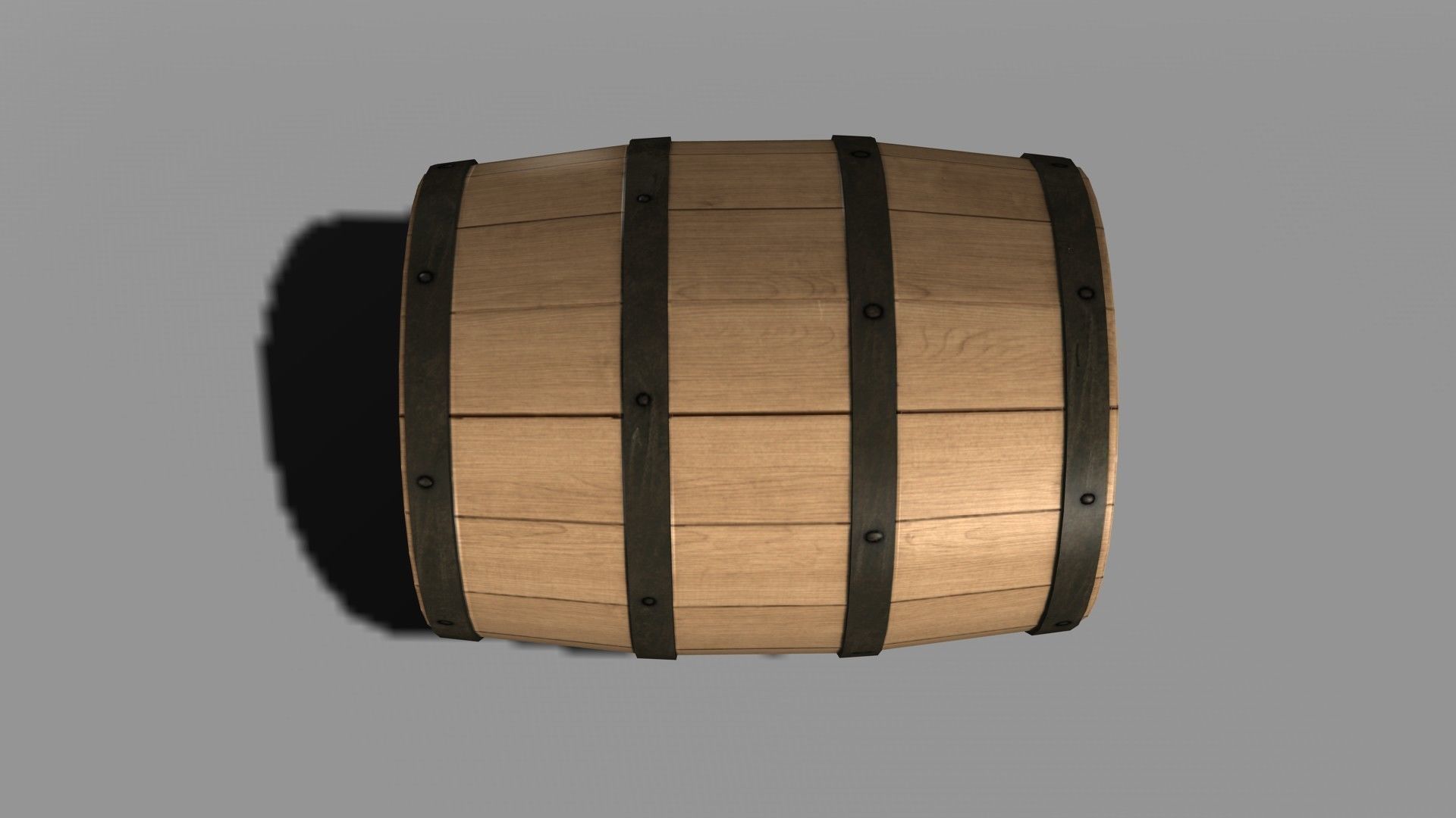Wooden Barrel Low-poly 3D model_2
