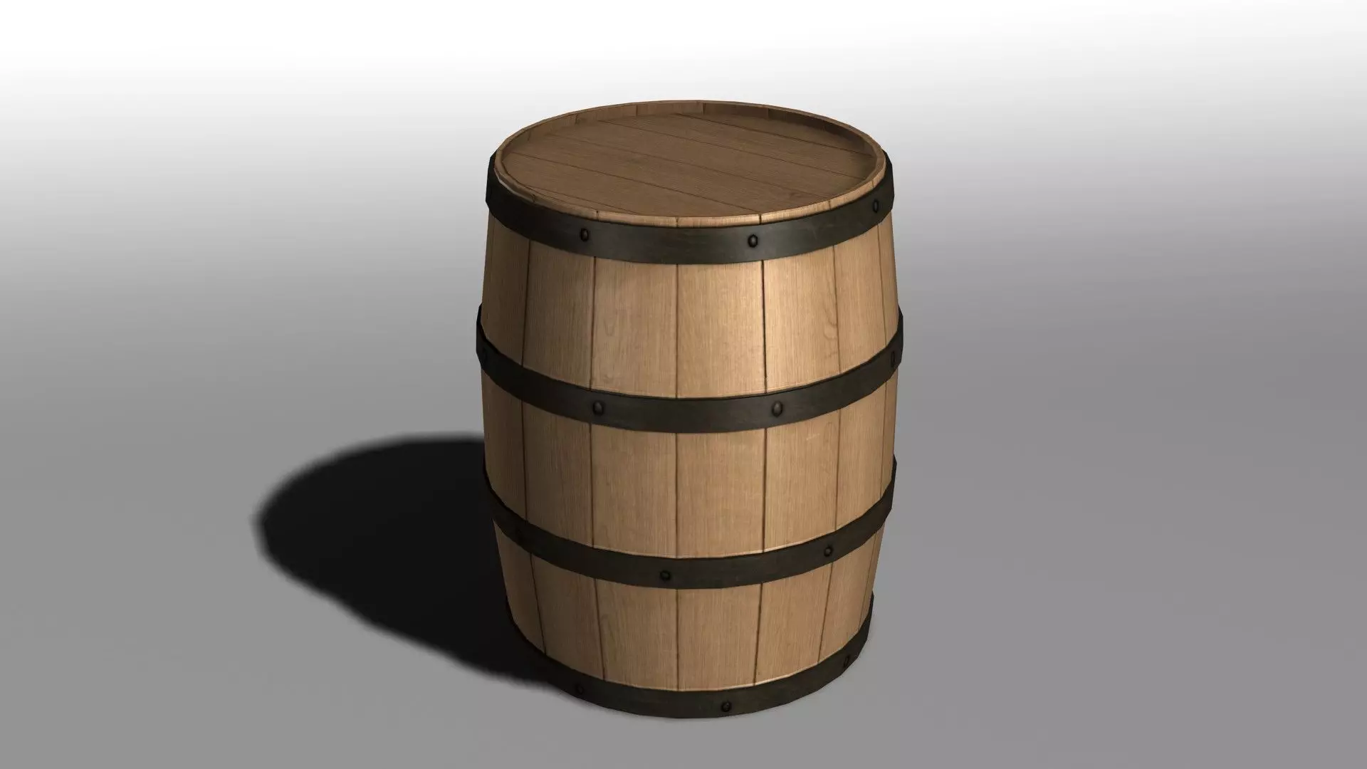 Wooden Barrel Low-poly 3D model_0