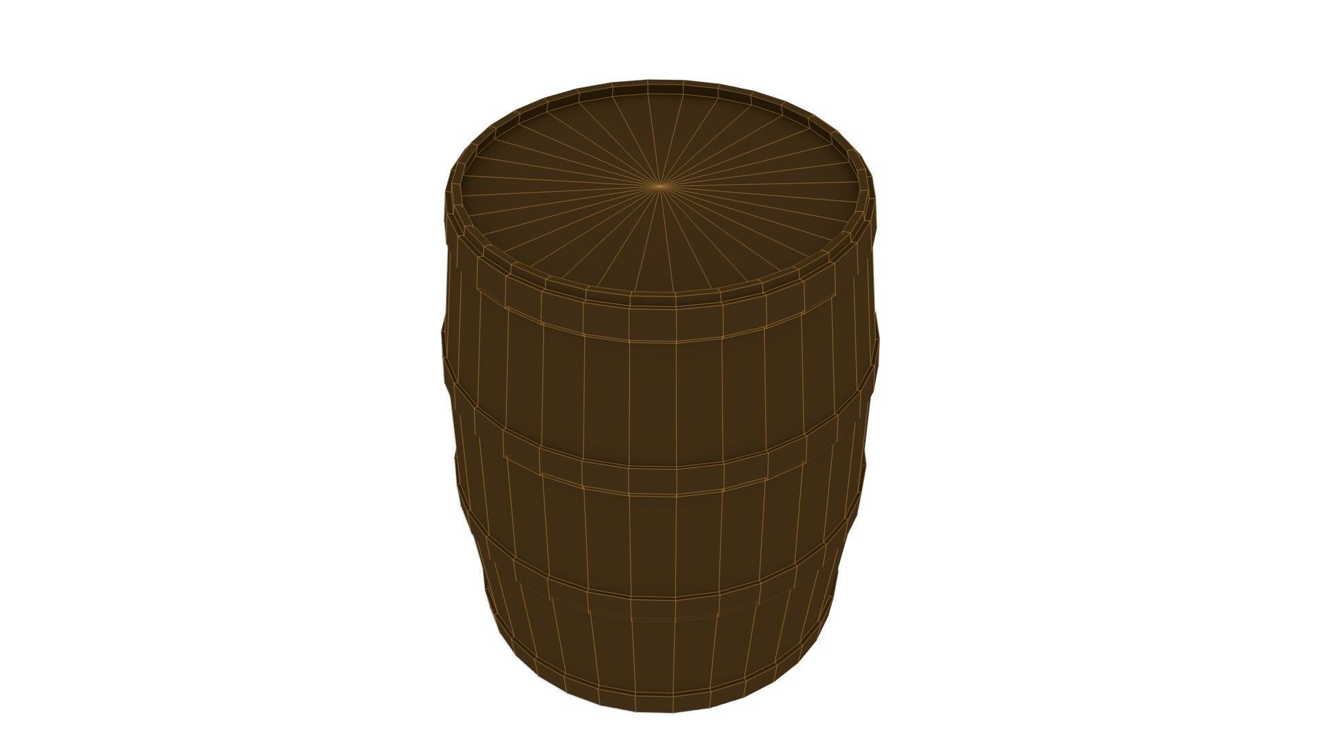 Wooden Barrel Low-poly 3D model_4