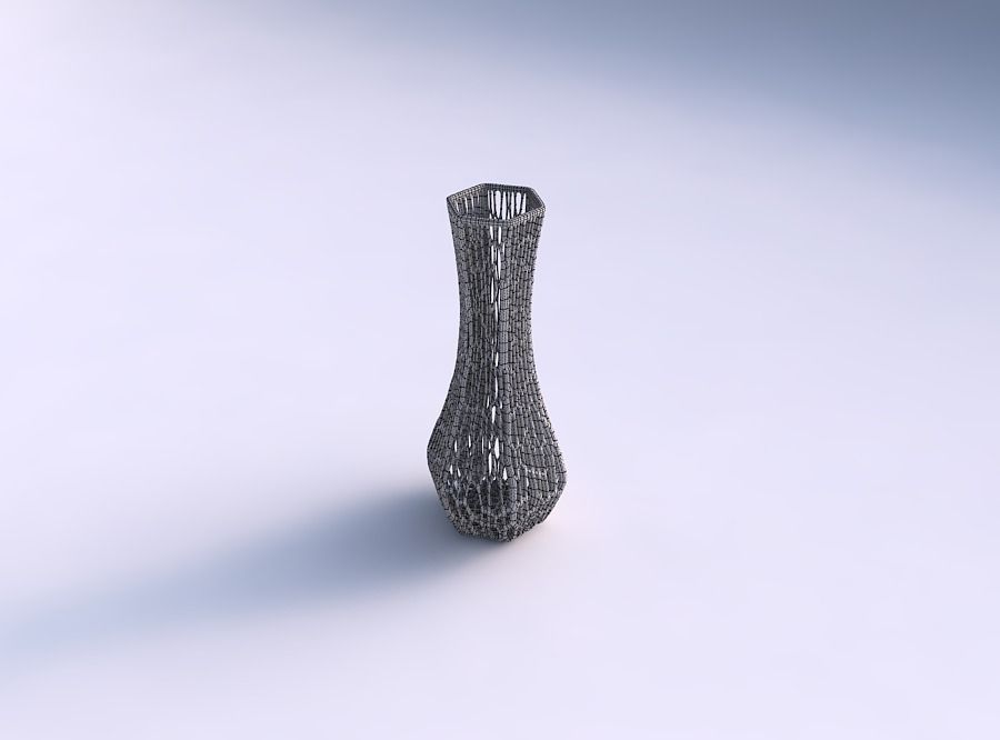 Vase larger opening hexagon with organic lattice and twisted ... 3D print model_5