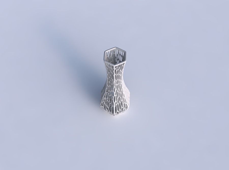 Vase larger opening hexagon with organic lattice and twisted ... 3D print model_1