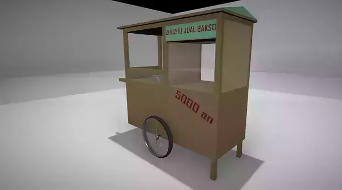 Gerobak Bakso Low-poly 3D model