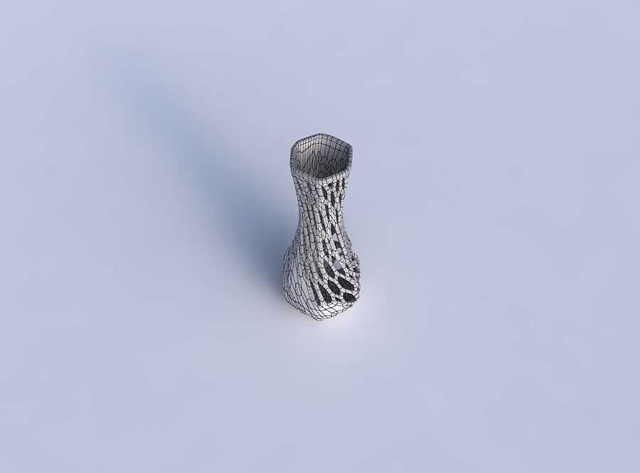 Vase larger opening hexagon with organic lattice half solid 3D print model_6