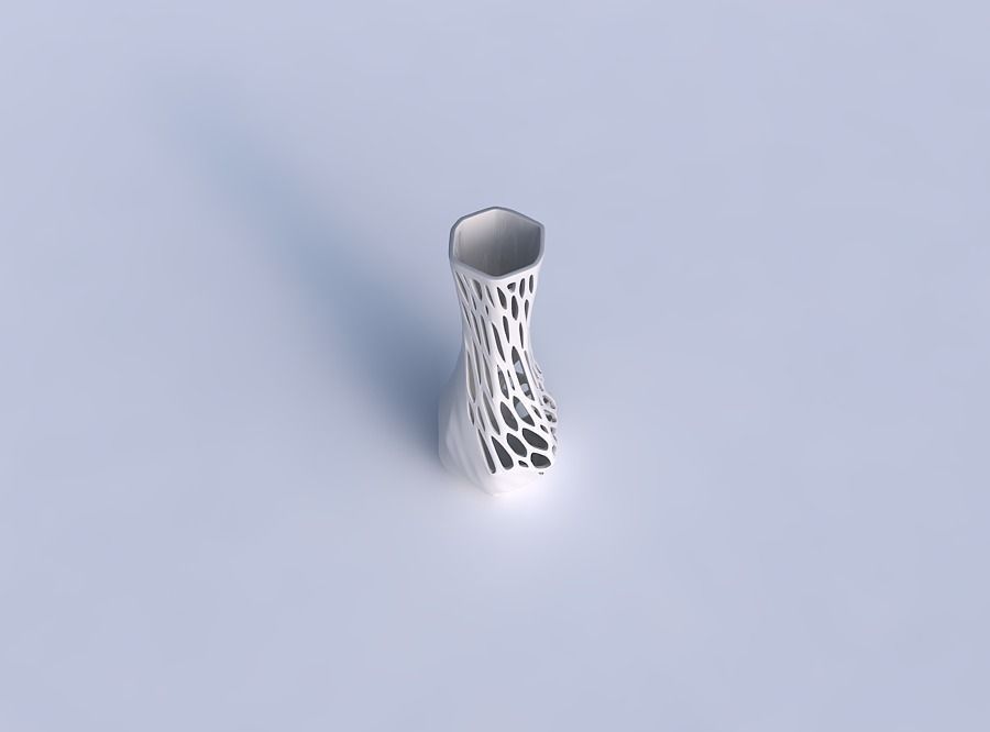Vase larger opening hexagon with organic lattice half solid 3D print model_1