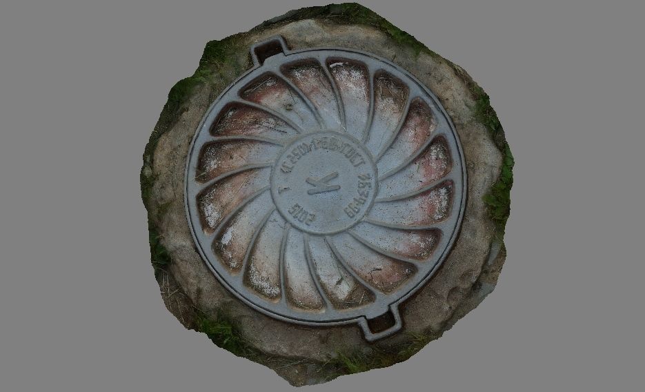 High-poly scanned sewerage hatchway 3D model_1