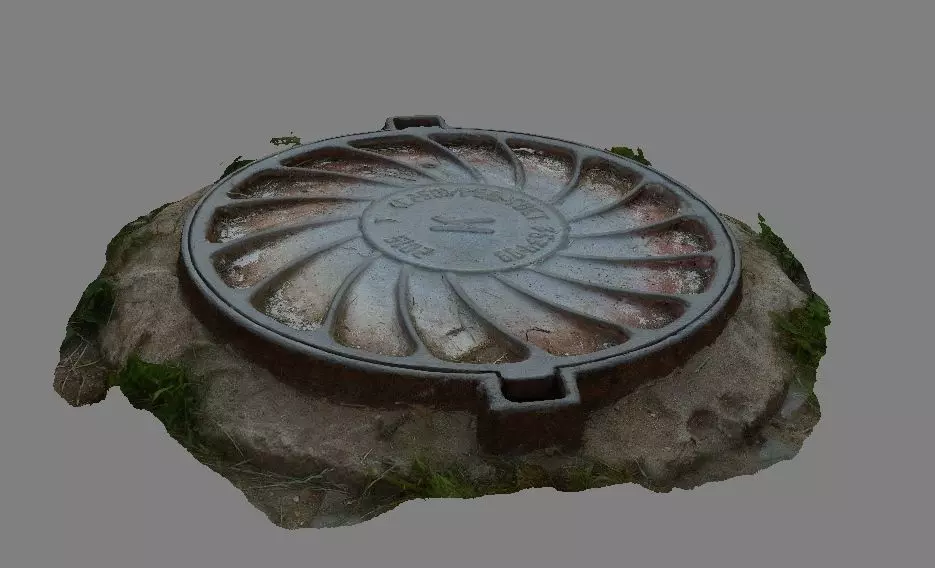 High-poly scanned sewerage hatchway 3D model_0