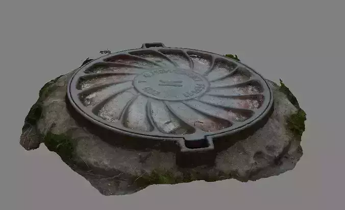 High-poly scanned sewerage hatchway