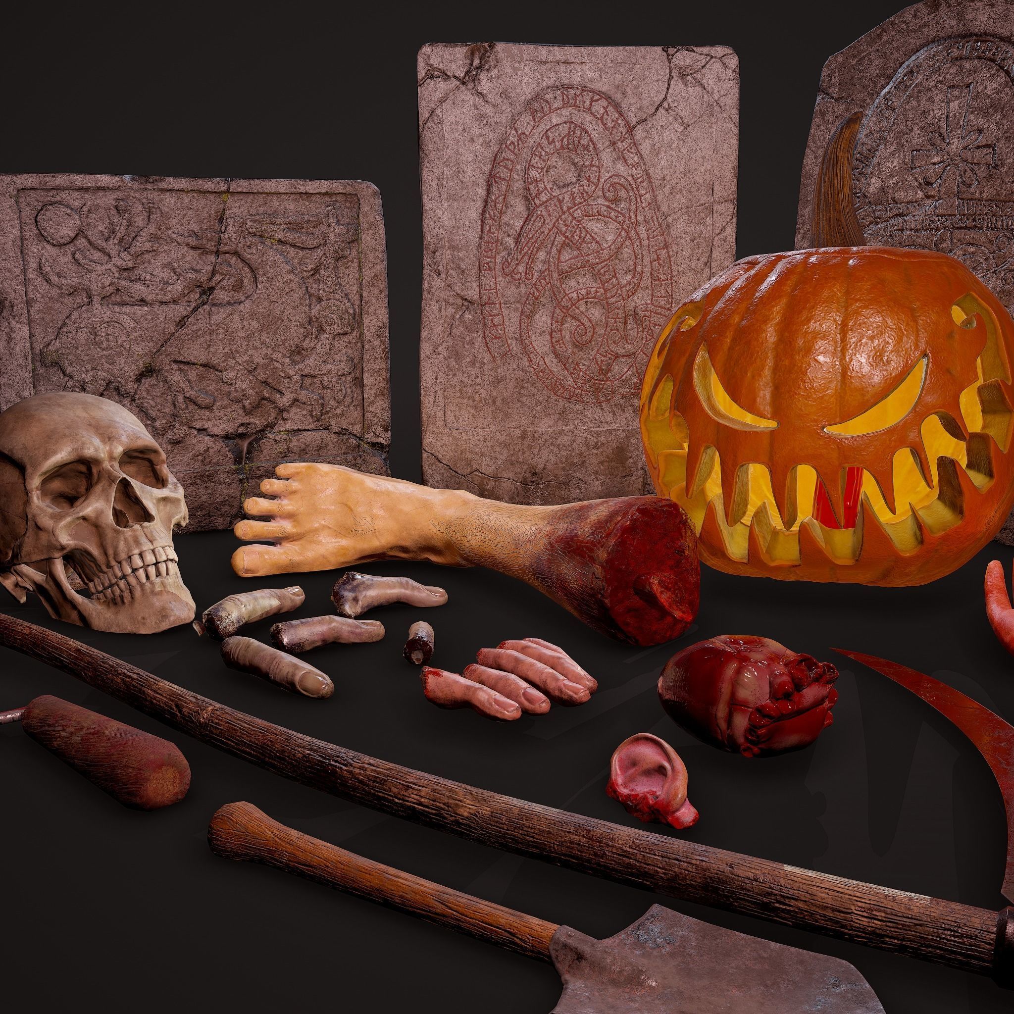 Halloween Horror Props Pack 3D Model Collection_18