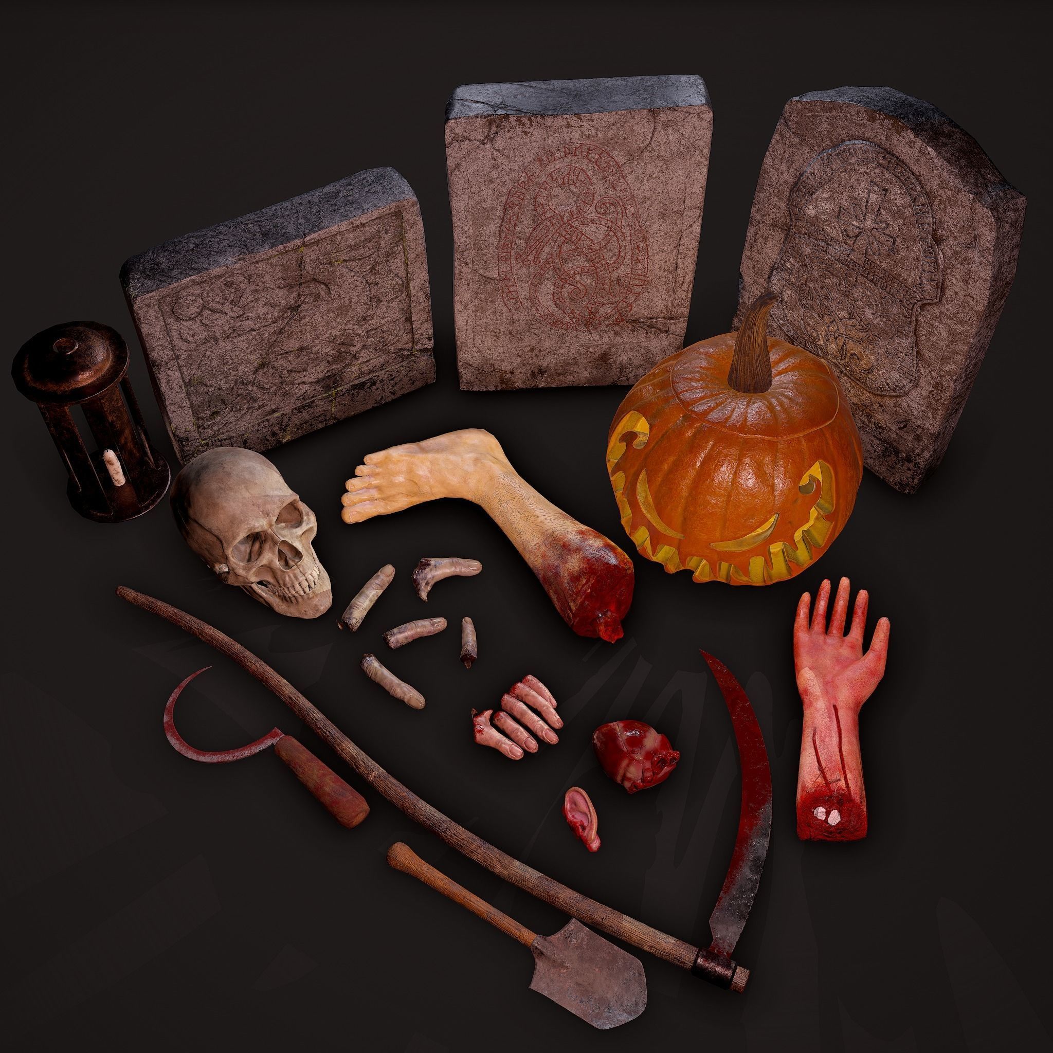 Halloween Horror Props Pack 3D Model Collection_17