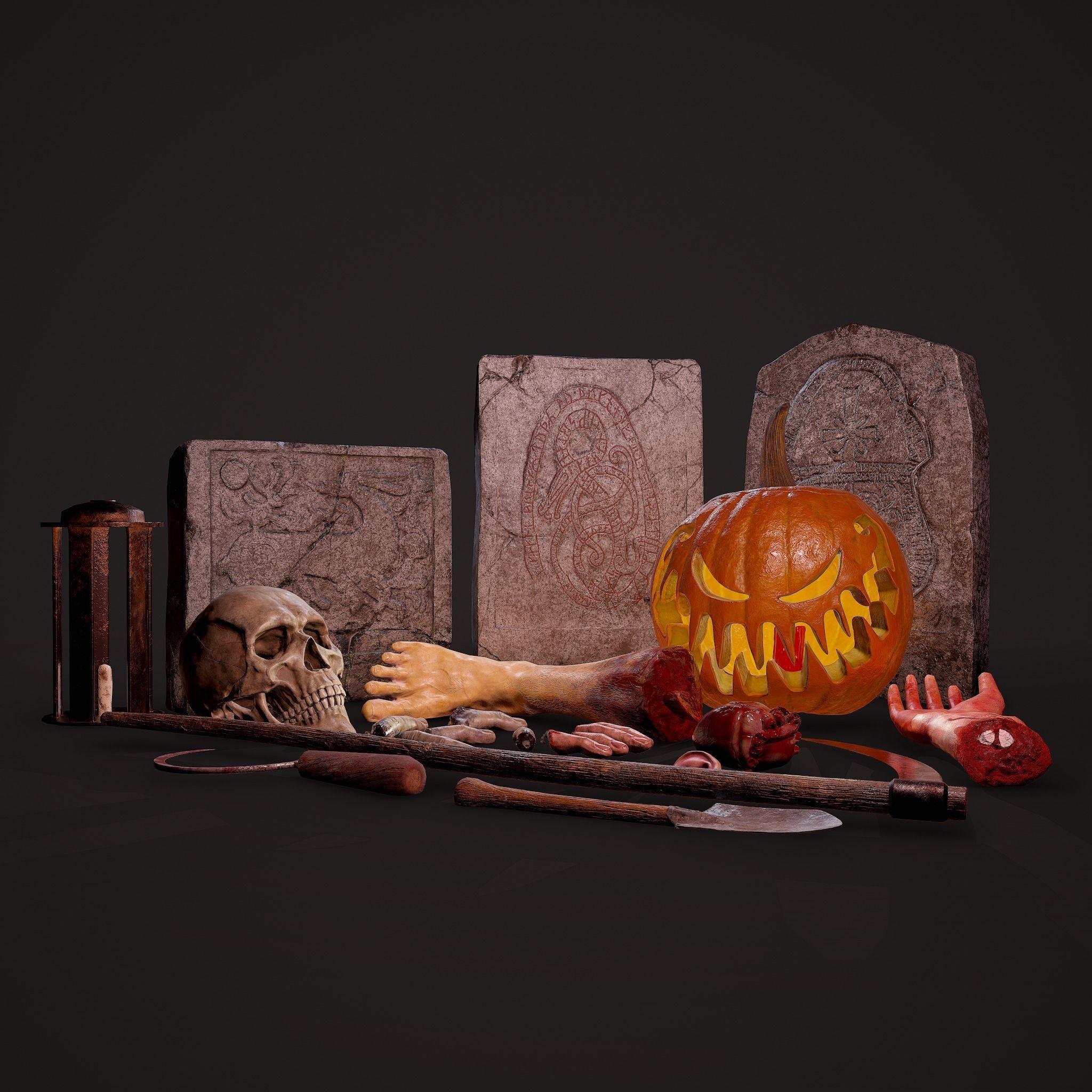 Halloween Horror Props Pack 3D Model Collection_19