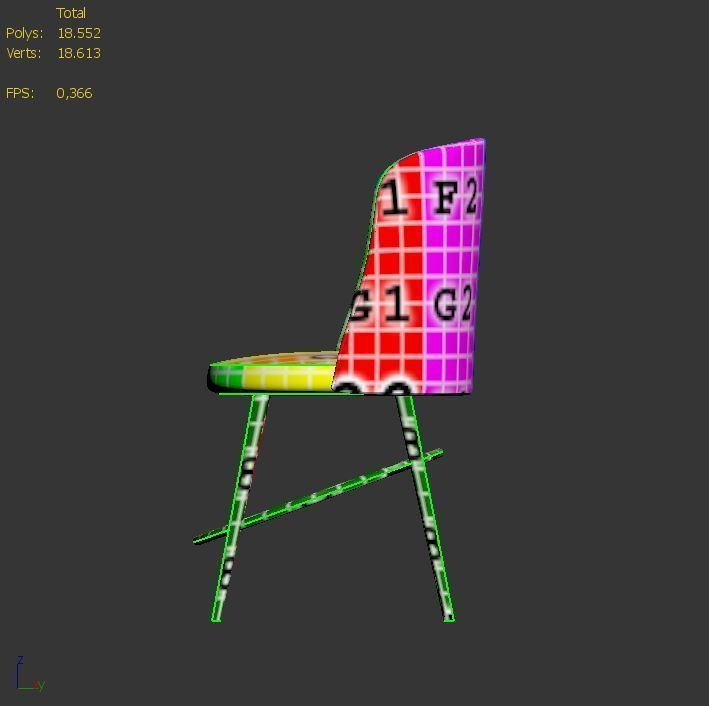 Chair low poly with gold legs Low-poly 3D model_21