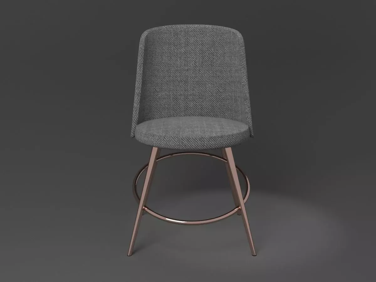 Chair low poly with gold legs Low-poly 3D model_0