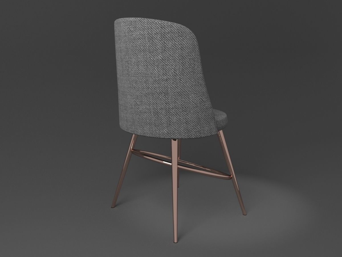 Chair low poly with gold legs Low-poly 3D model_6