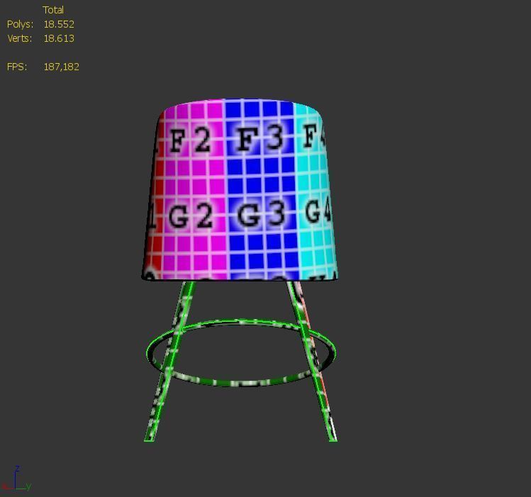 Chair low poly with gold legs Low-poly 3D model_20