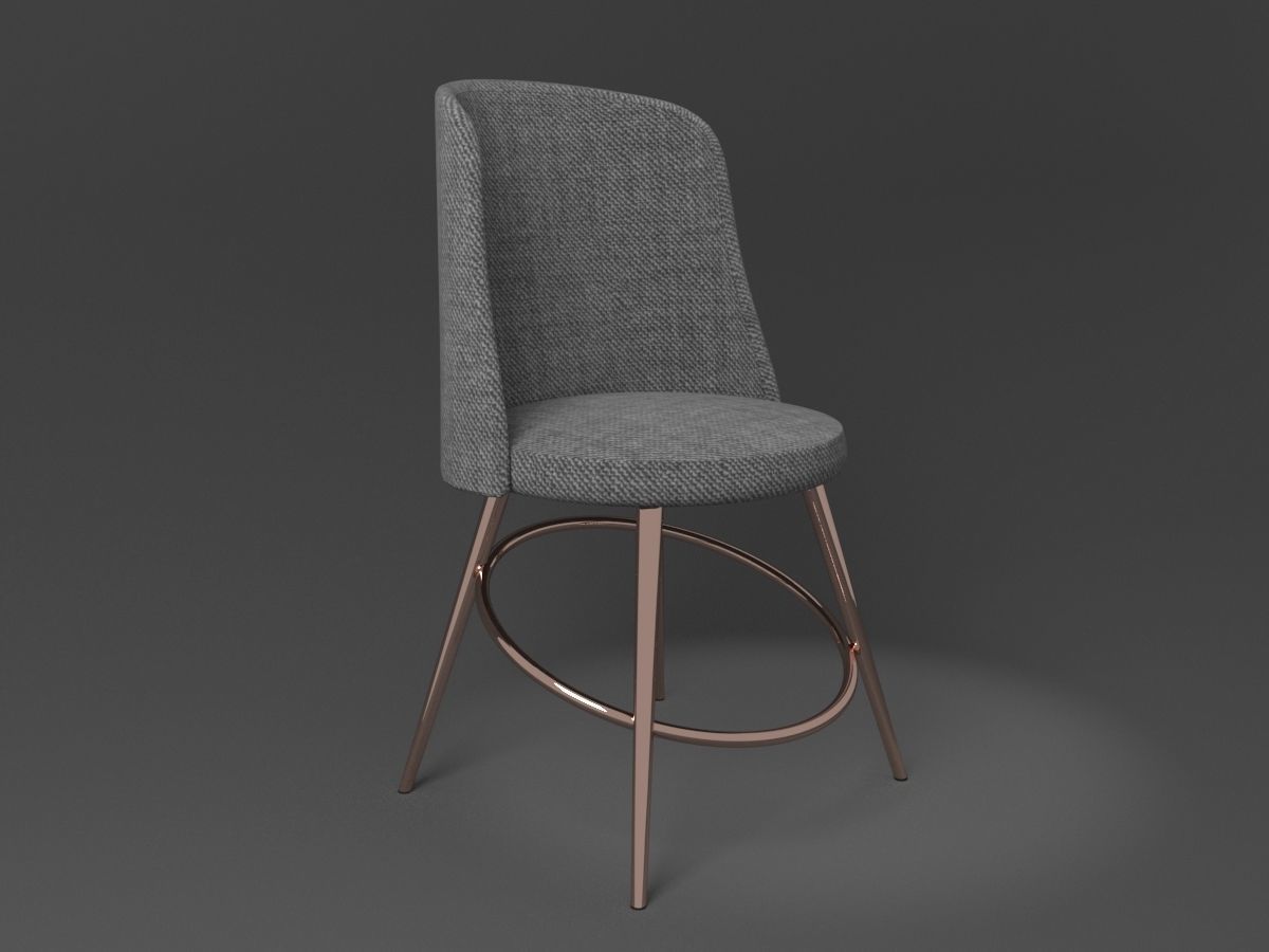 Chair low poly with gold legs Low-poly 3D model_8