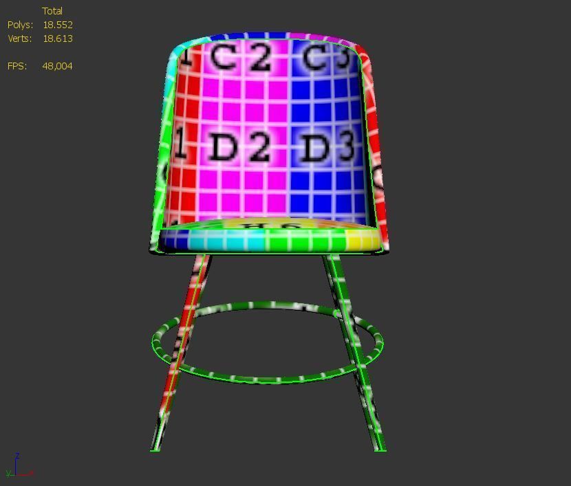 Chair low poly with gold legs Low-poly 3D model_18