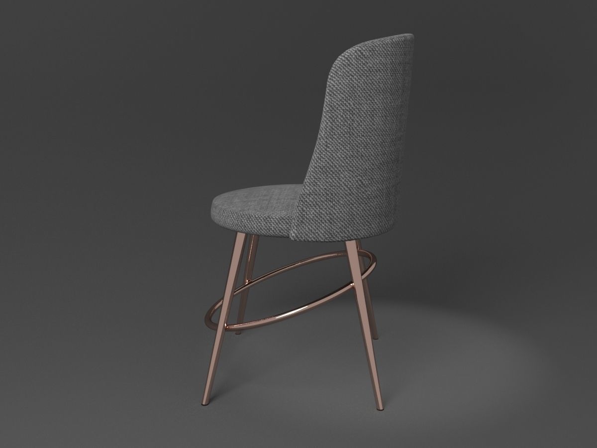 Chair low poly with gold legs Low-poly 3D model_3