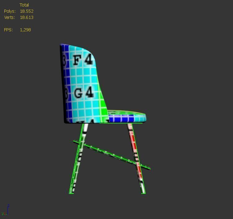 Chair low poly with gold legs Low-poly 3D model_19