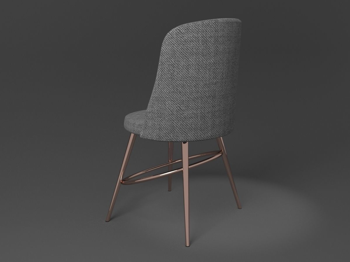 Chair low poly with gold legs Low-poly 3D model_4