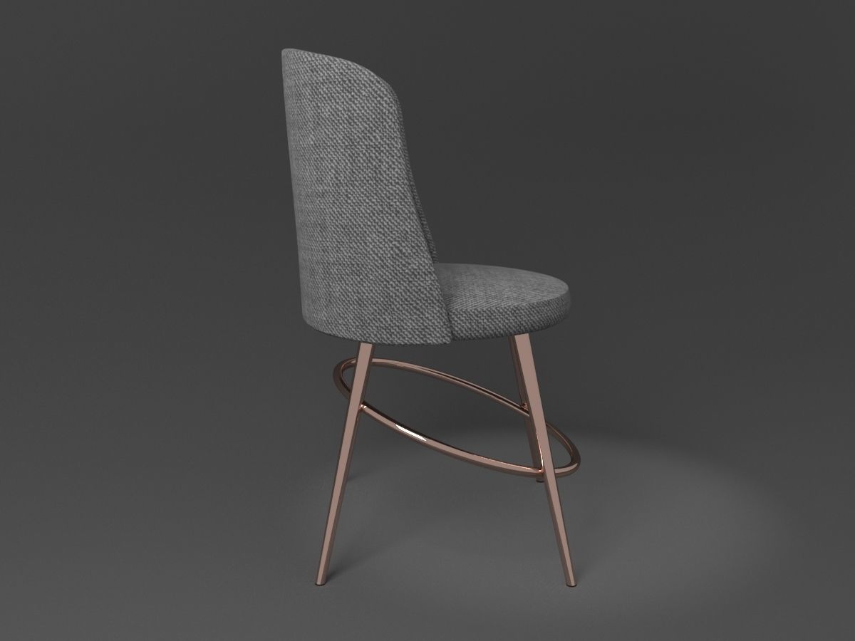 Chair low poly with gold legs Low-poly 3D model_7