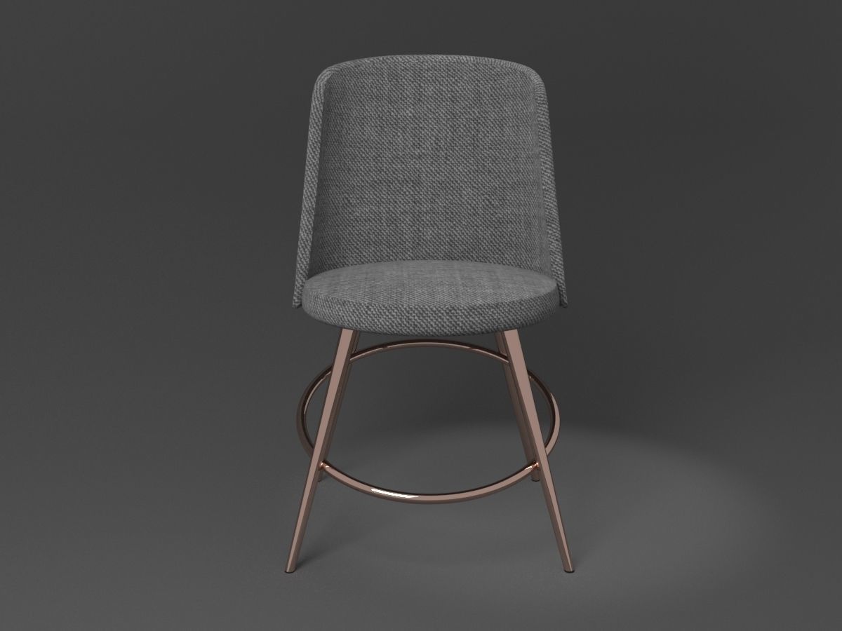 Chair low poly with gold legs Low-poly 3D model_10