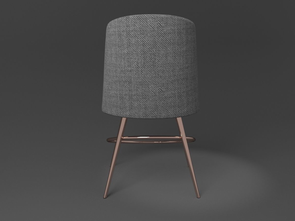 Chair low poly with gold legs Low-poly 3D model_5