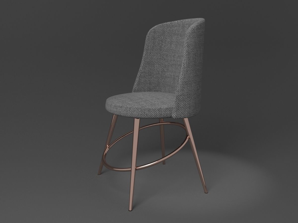 Chair low poly with gold legs Low-poly 3D model_2