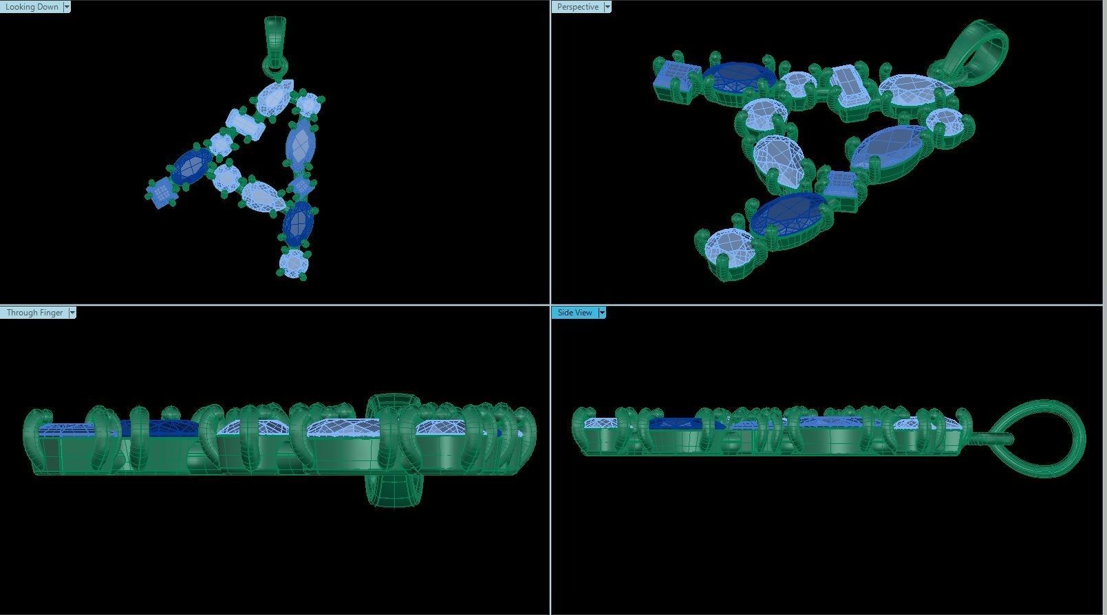 Pendant Letter A with Mix Gems 3D print model_1