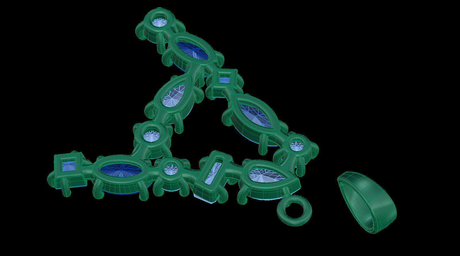 Pendant Letter A with Mix Gems 3D print model_16