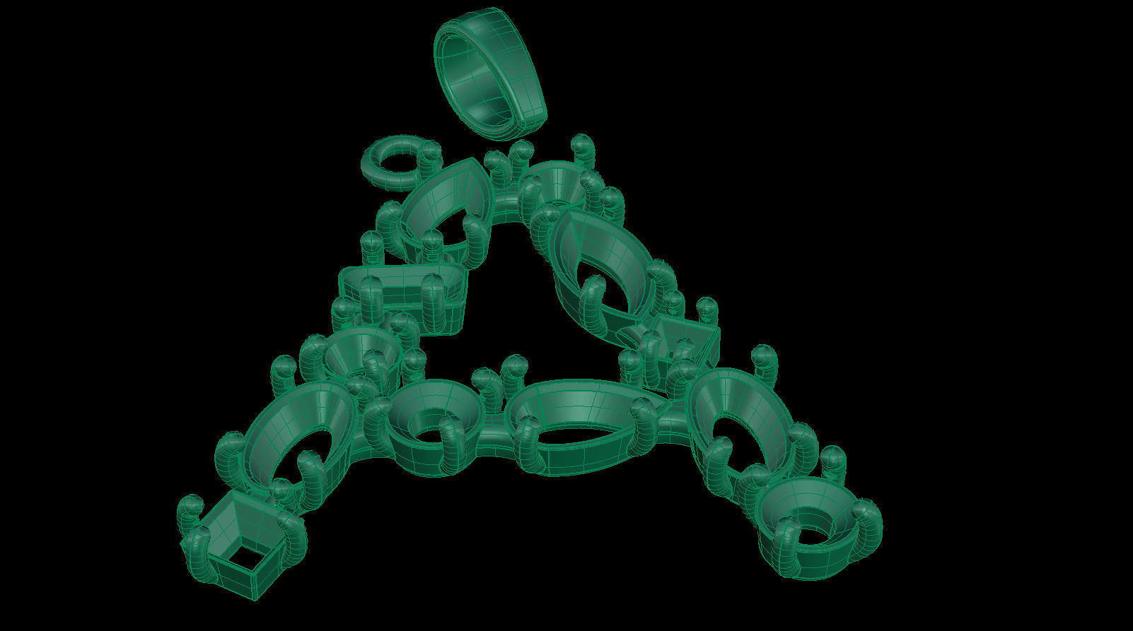 Pendant Letter A with Mix Gems 3D print model_18