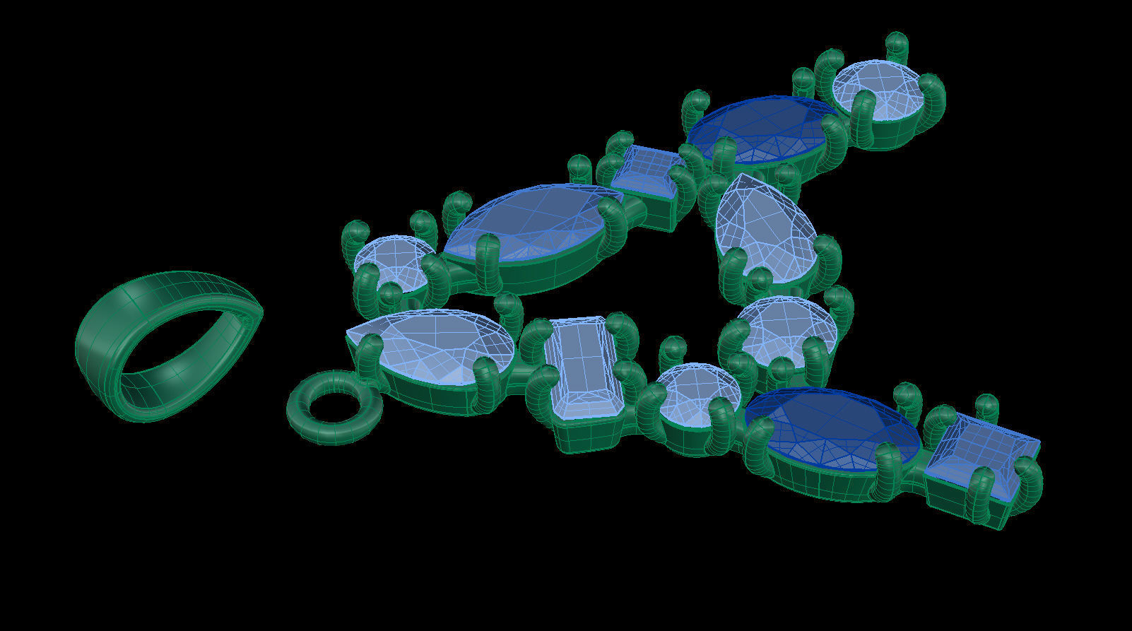 Pendant Letter A with Mix Gems 3D print model_15