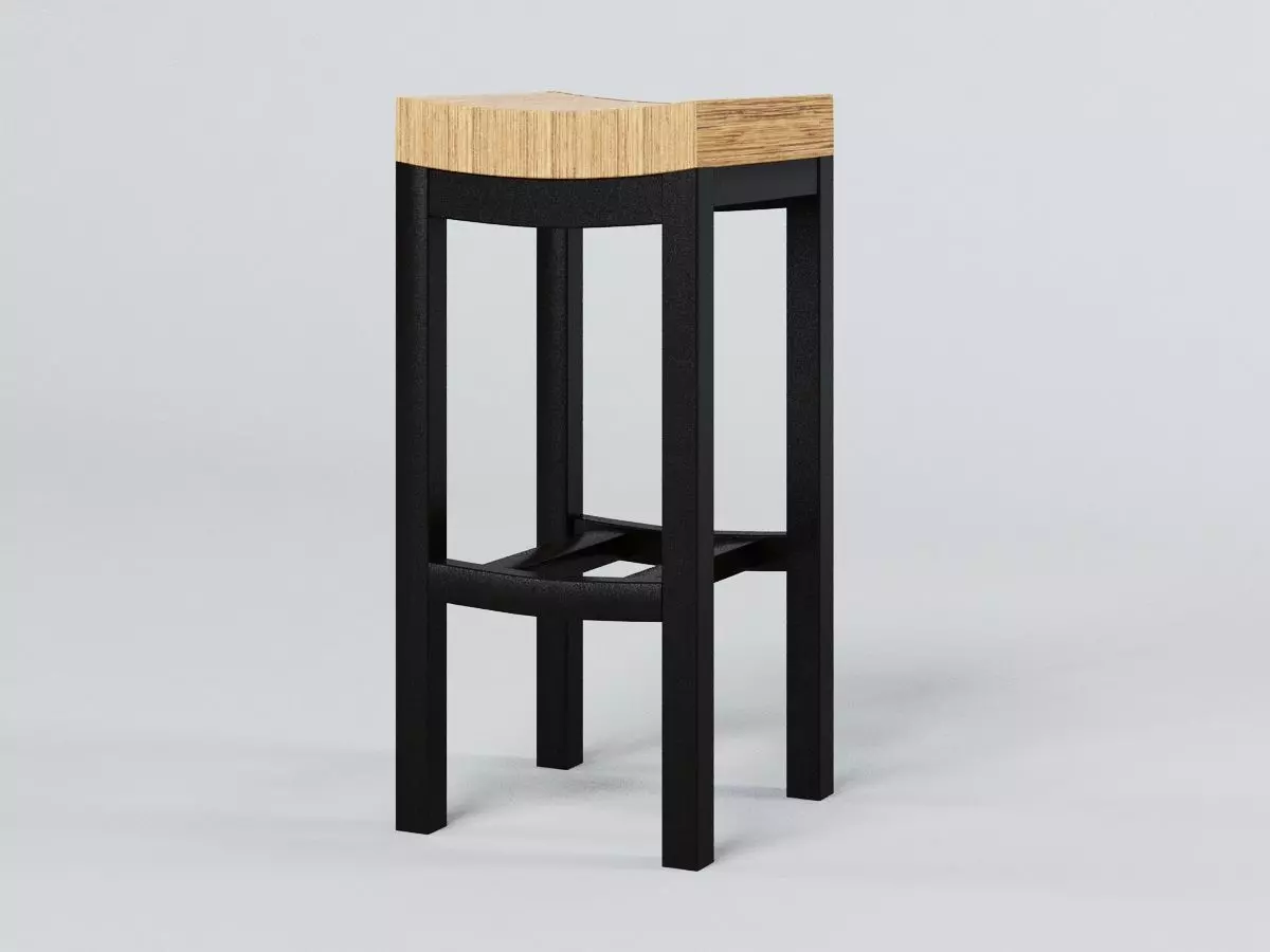Two Tone Wood Stool Bar Free 3D model