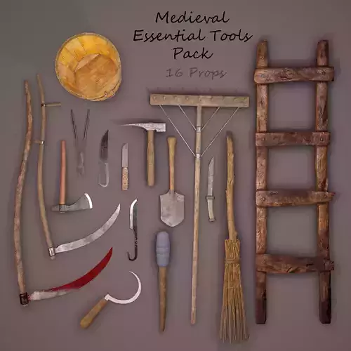 Medieval Essential Tools Pack 3D Model Collection