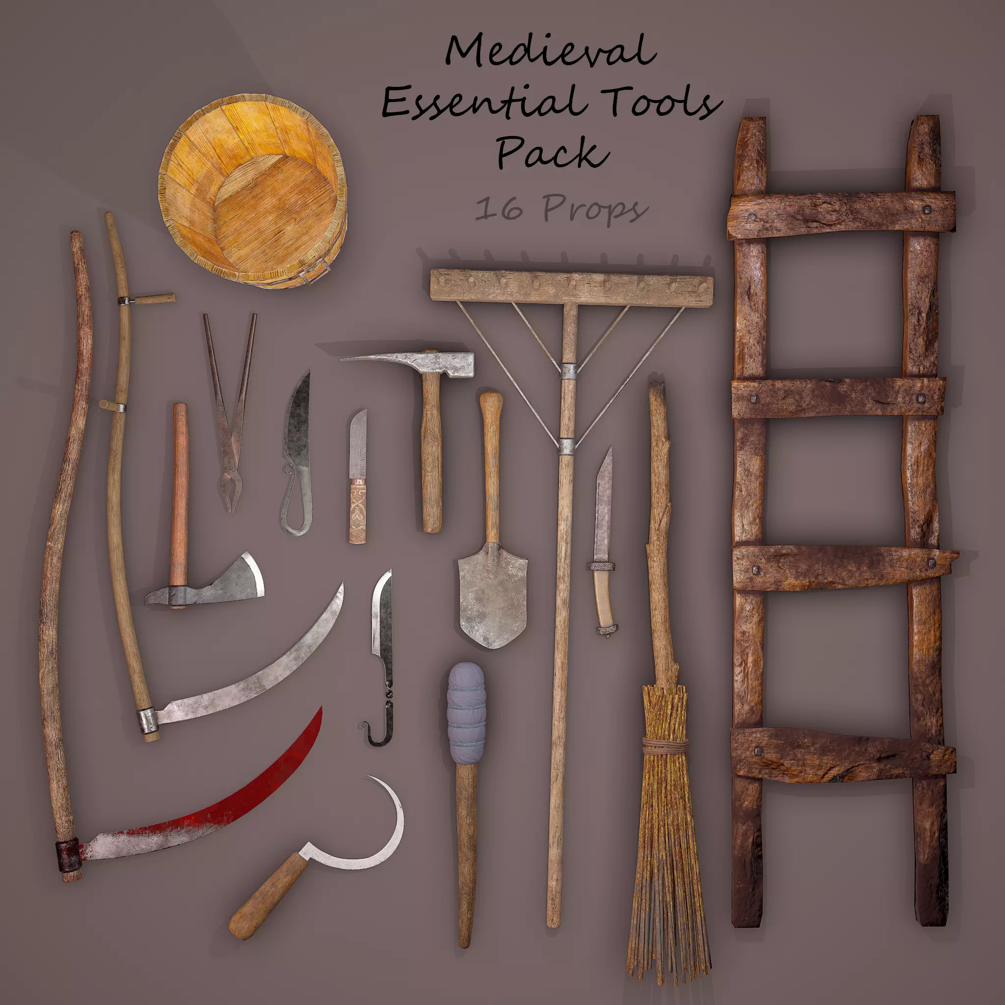 Medieval Essential Tools Pack 3D Model Collection_0