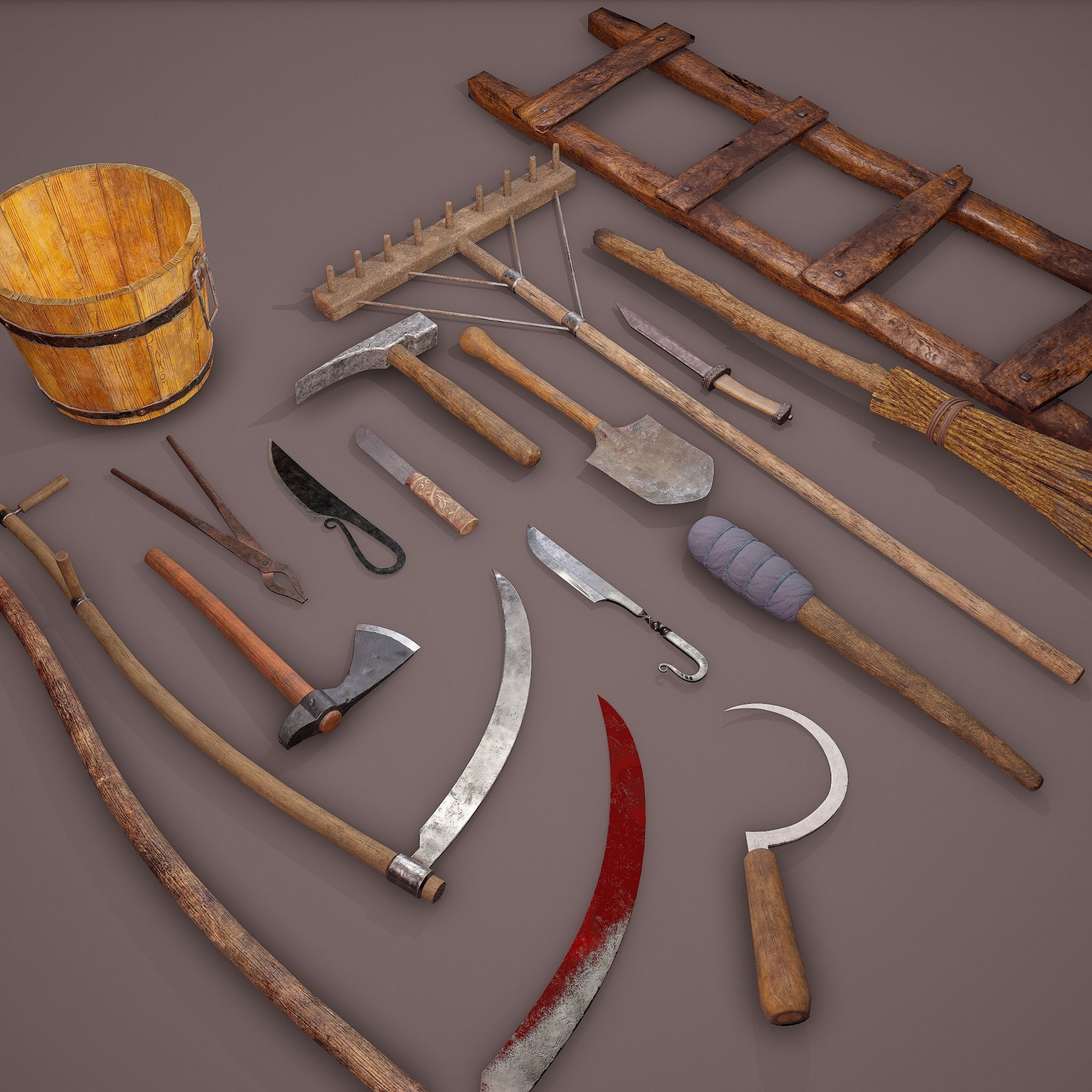 Medieval Essential Tools Pack 3D Model Collection_4
