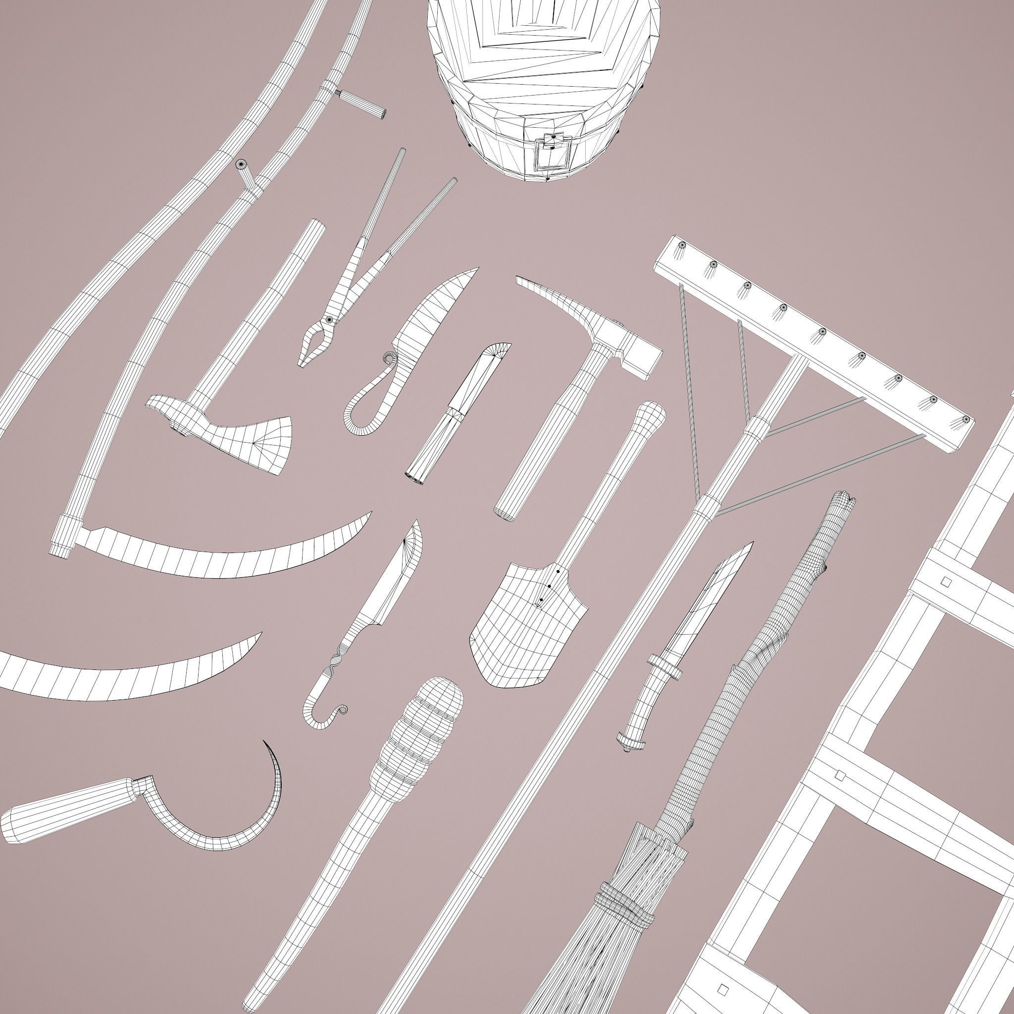 Medieval Essential Tools Pack 3D Model Collection_19
