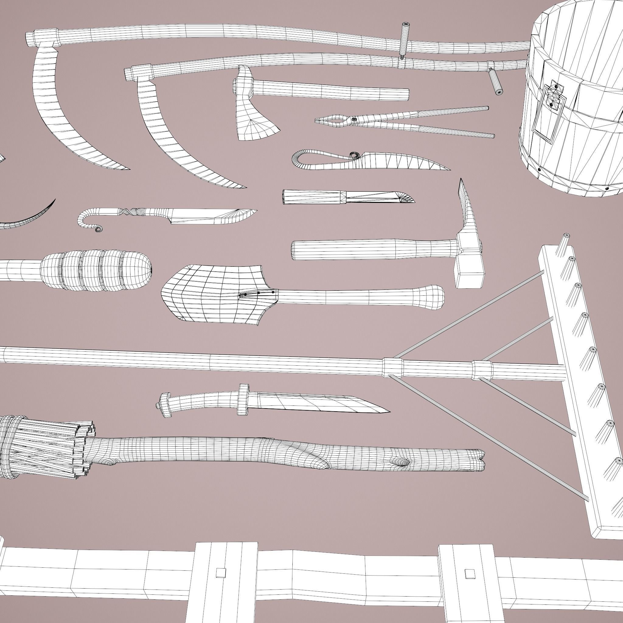 Medieval Essential Tools Pack 3D Model Collection_20
