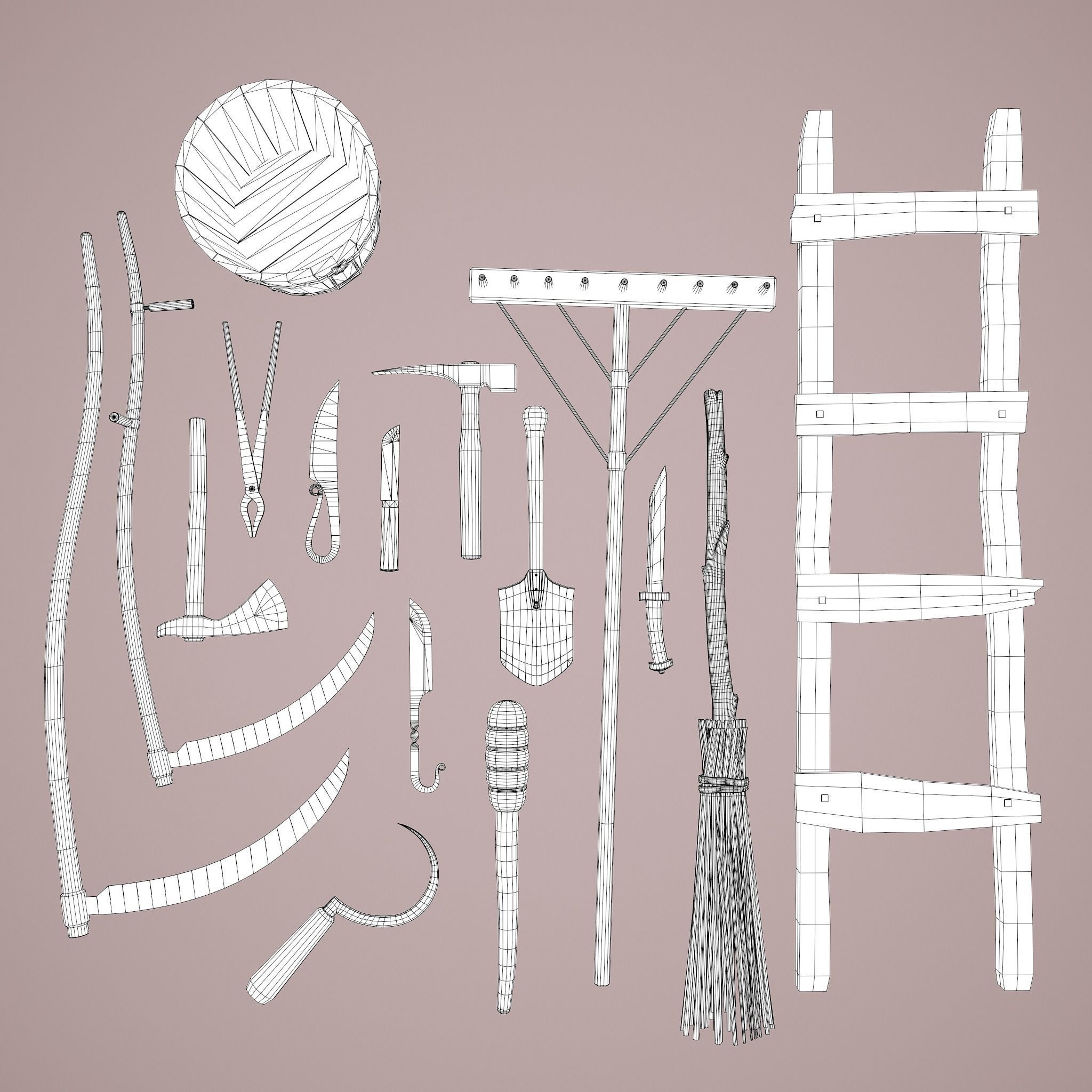 Medieval Essential Tools Pack 3D Model Collection_17