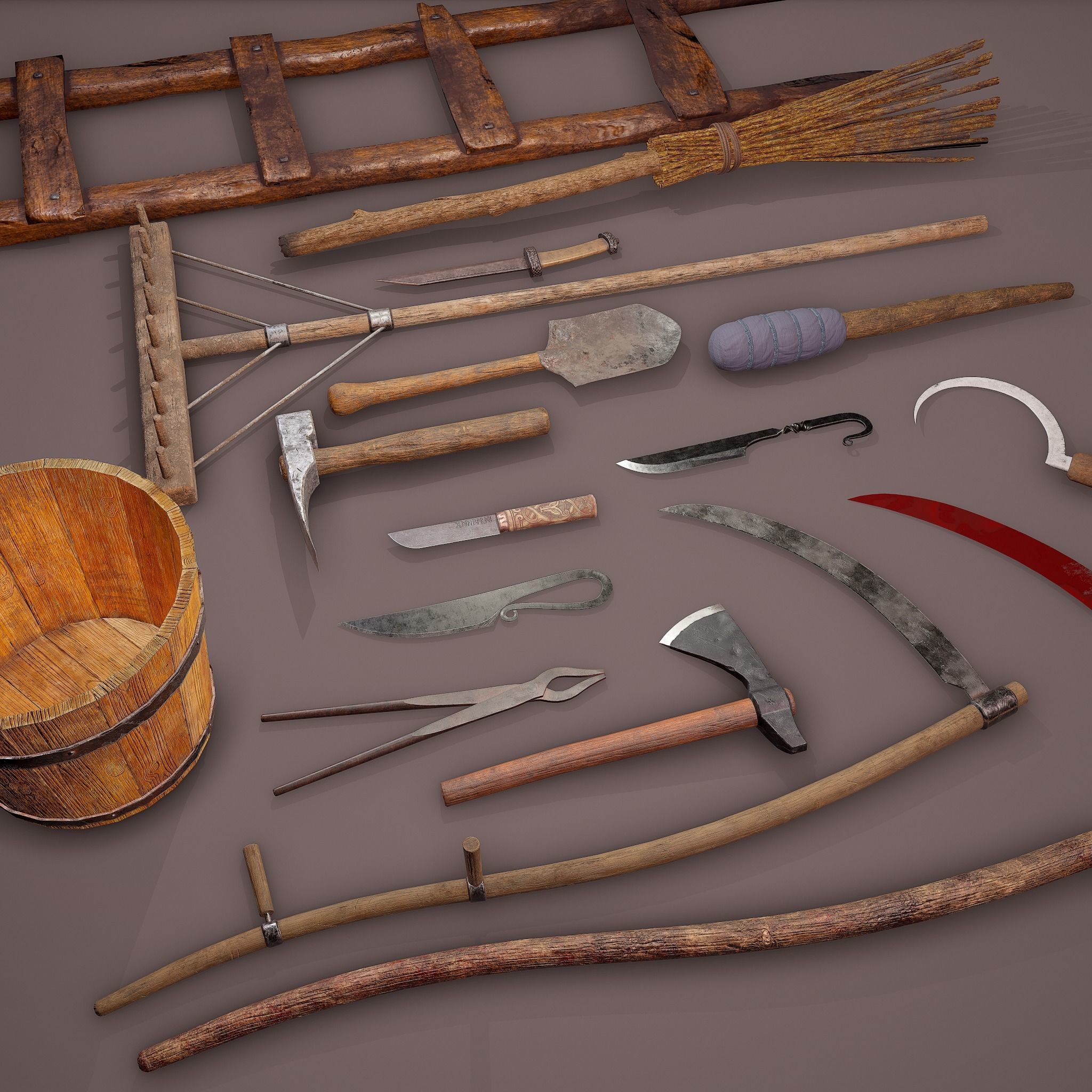 Medieval Essential Tools Pack 3D Model Collection_5