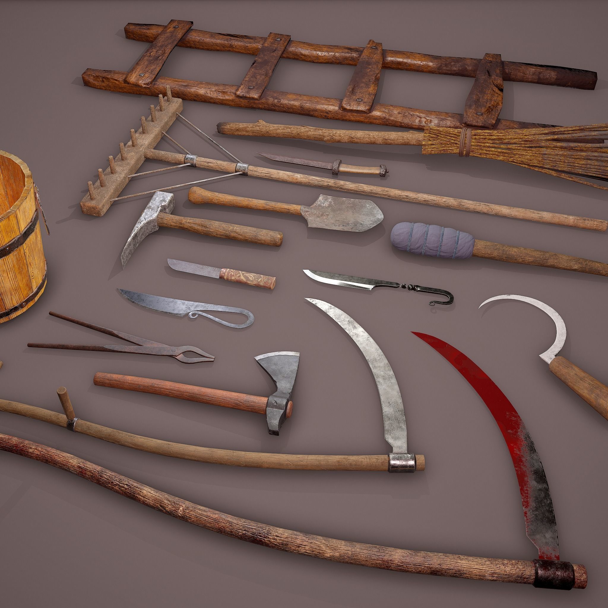 Medieval Essential Tools Pack 3D Model Collection_10