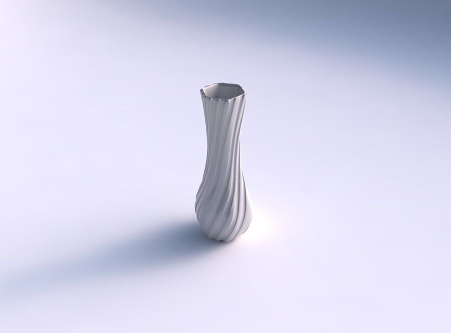 Vase larger opening hexagon with twisted smooth ribbons 3D print model_0