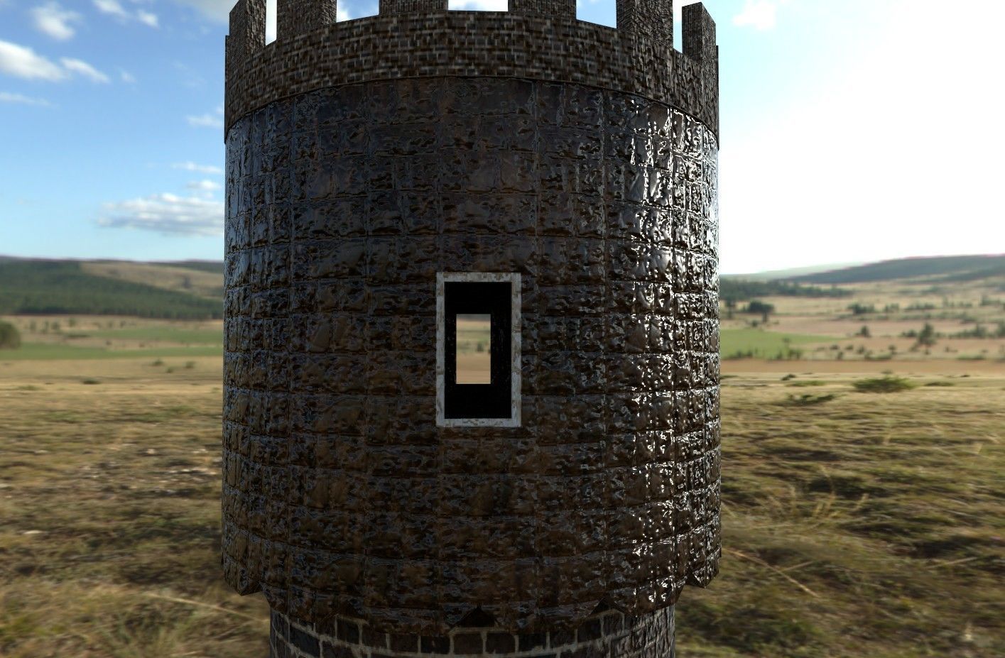 Medieval Tower Low Poly PBR and texture in 2k Free low-poly 3D model_4