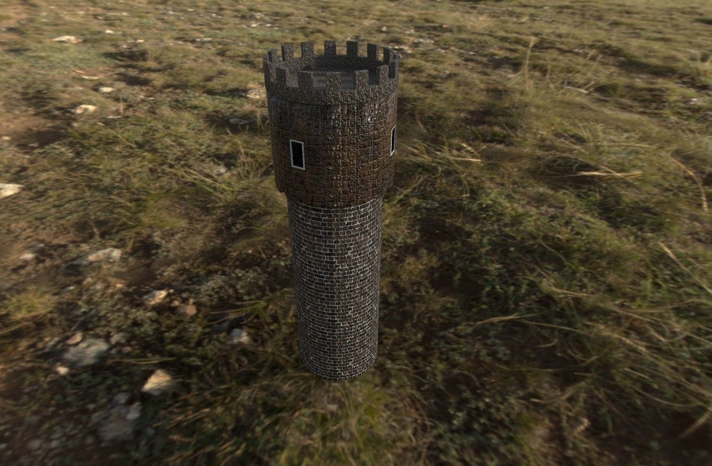 Medieval Tower Low Poly PBR and texture in 2k Free low-poly 3D model_2