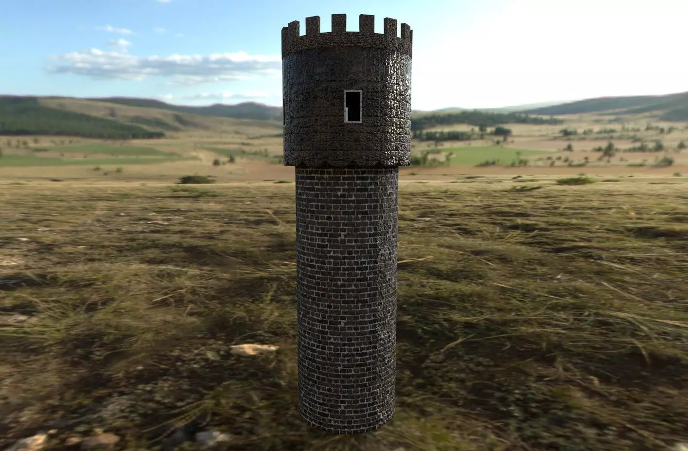Medieval Tower Low Poly PBR and texture in 2k Free low-poly 3D model_0