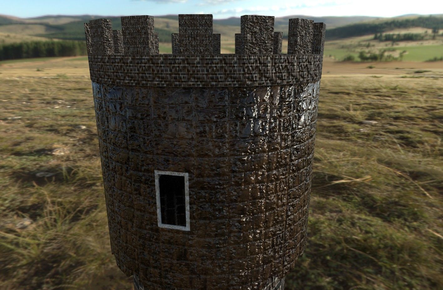 Medieval Tower Low Poly PBR and texture in 2k Free low-poly 3D model_3