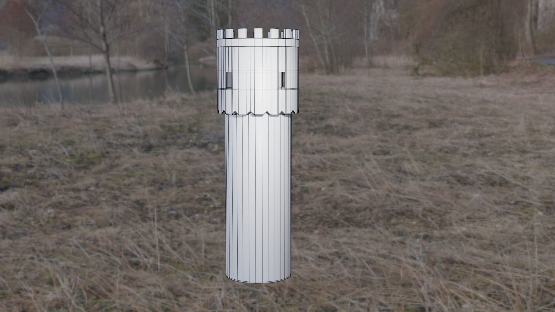 Medieval Tower Low Poly PBR and texture in 2k Free low-poly 3D model_7