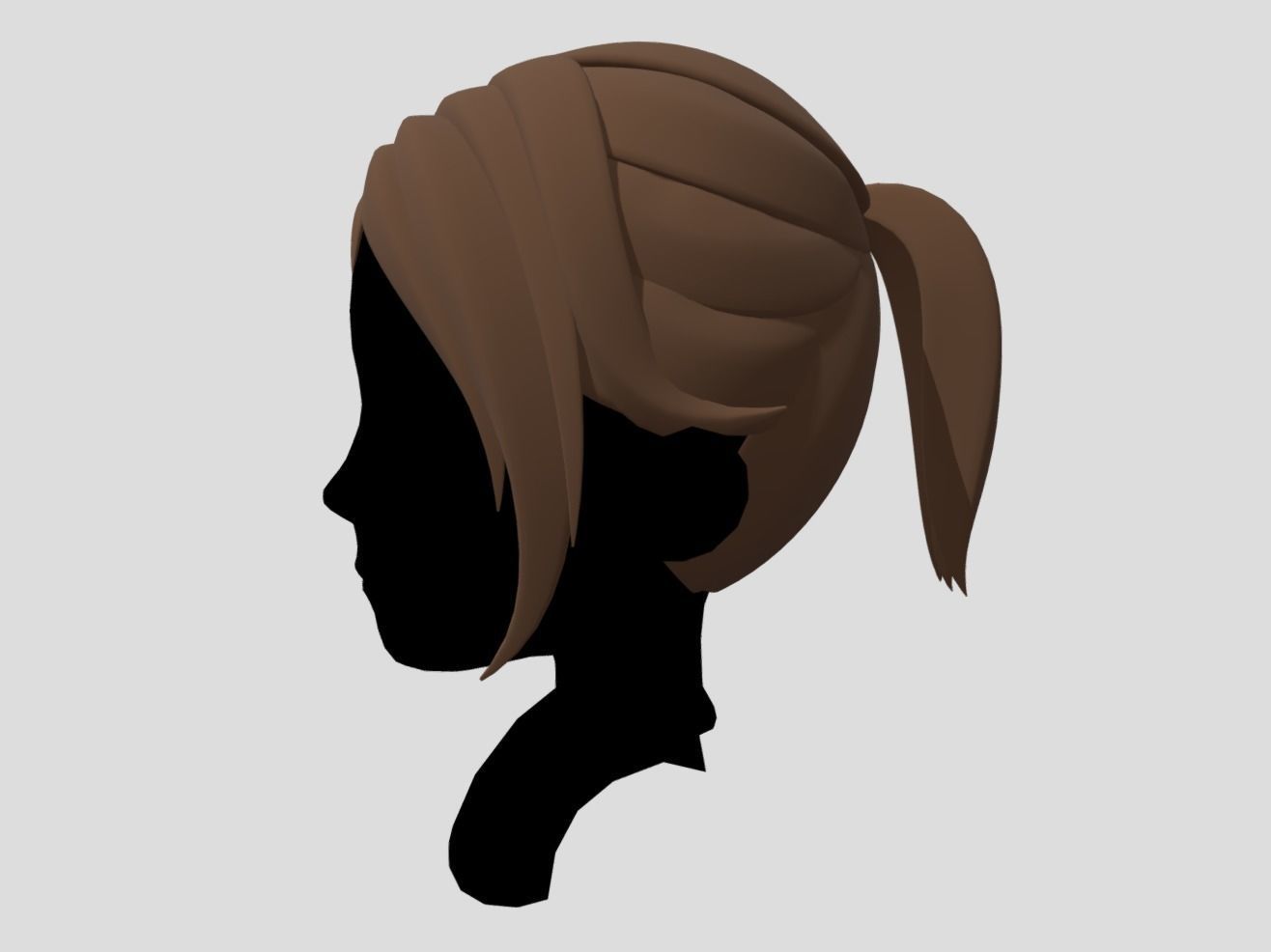 Female Hair Ponytail Free 3D model_1